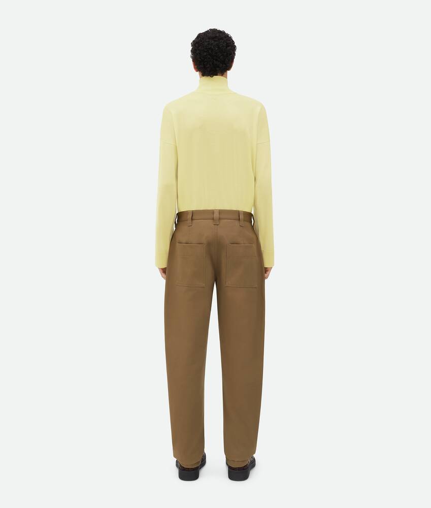 Basics Beige Cotton Tapered Fit Trousers